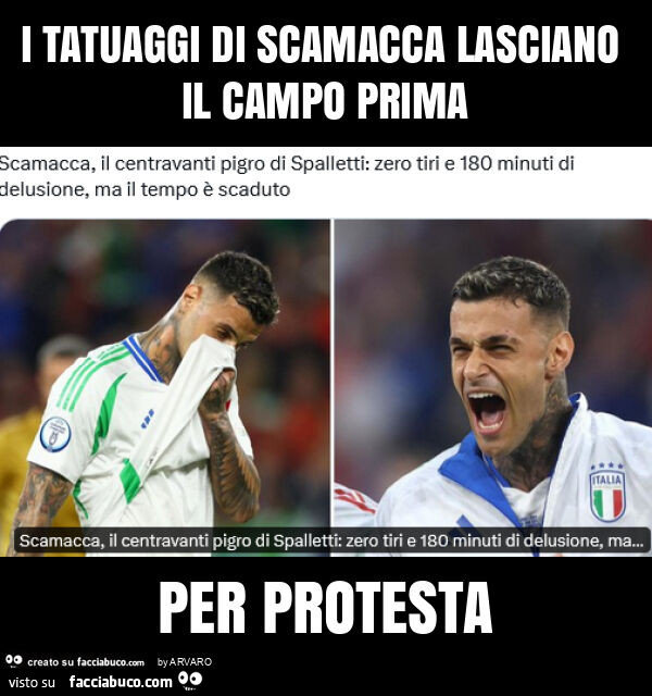 I tatuaggi di scamacca lasciano il campo prima per protesta
