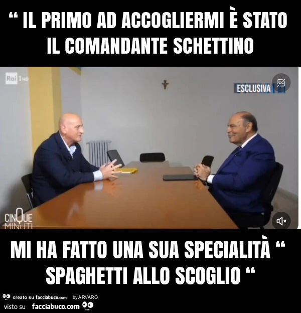 “ il primo ad accogliermi è stato il comandante schettino mi ha fatto una sua specialità “ spaghetti allo scoglio “