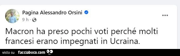 Macron ha preso pochi voti perché molti francesi erano impegnati in ucraina