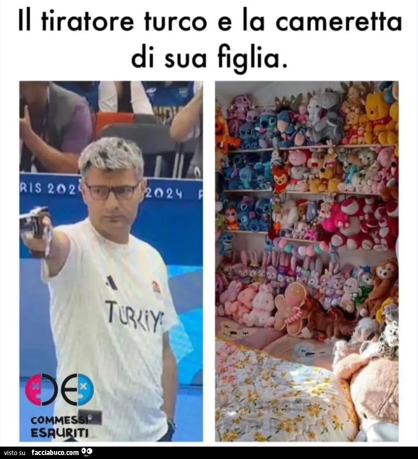 Il tiratore turco e la cameretta di sua figlia peluches