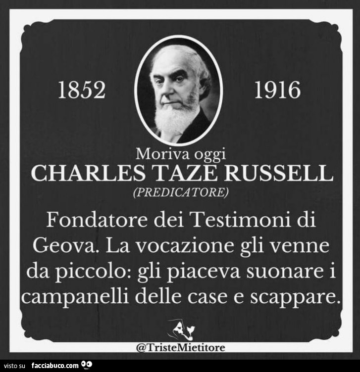 C. Taze Russell fondatore dei Testimoni di Geova