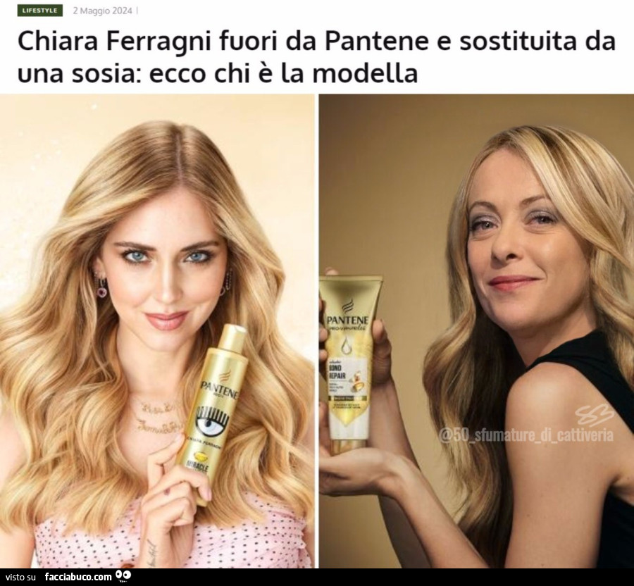 Ferragni fuori da Pantene, sostituita da Meloni