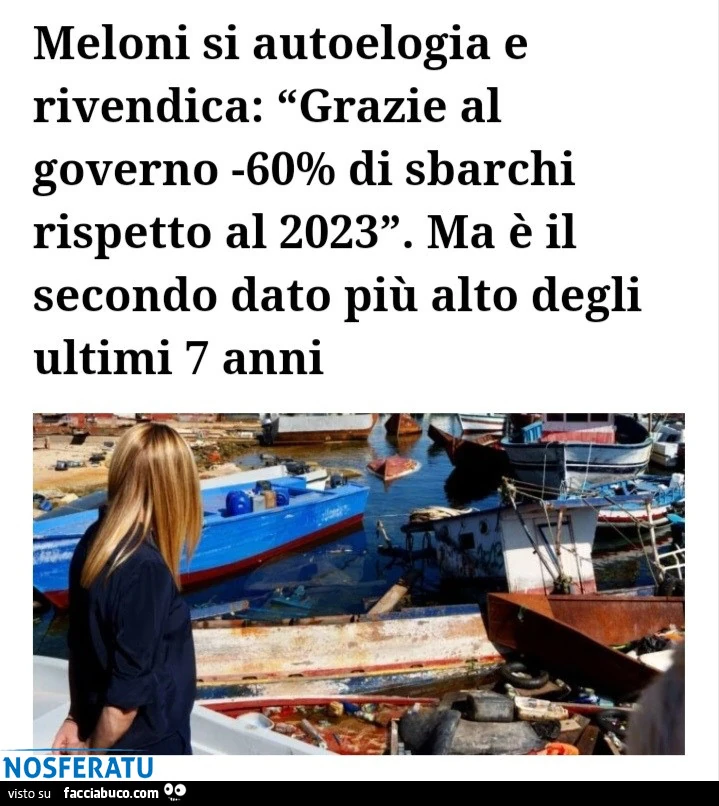 La bugiarda Meloni si autoelogia