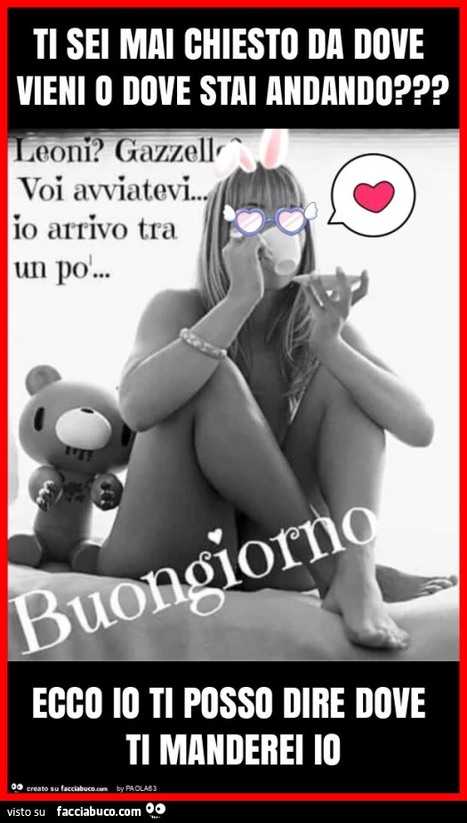 Ti sei mai chiesto da dove vieni o dove stai andando? Ecco io ti posso dire dove ti manderei io