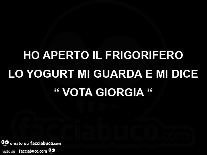 Ho aperto il frigorifero lo yogurt mi guarda e mi dice vota giorgia