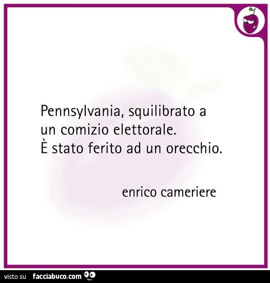 Pennsylvania, squilibrato a un comizio elettorale. È Stato ferito ad un orecchio