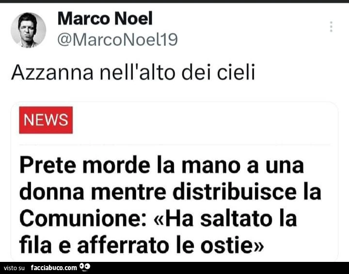 Prete morde la mano a una donna mentre distribuisce la comunione: ha saltato la fila e afferrato le ostie