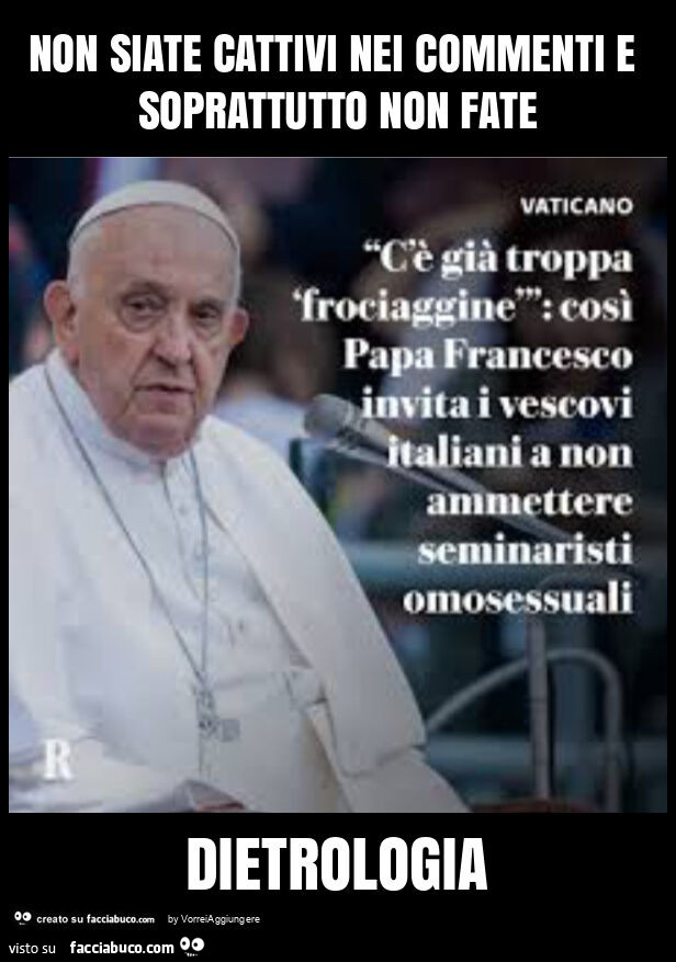 Non siate cattivi nei commenti e soprattutto non fate dietrologia