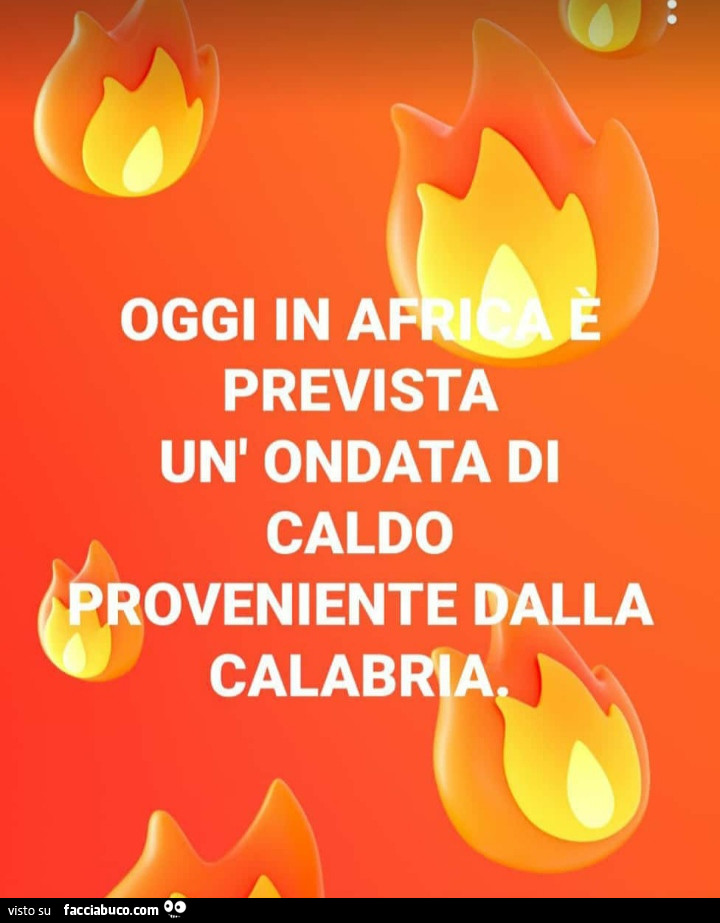 Oggi in Africa è prevista un'ondata di caldo proveniente dalla Calabria