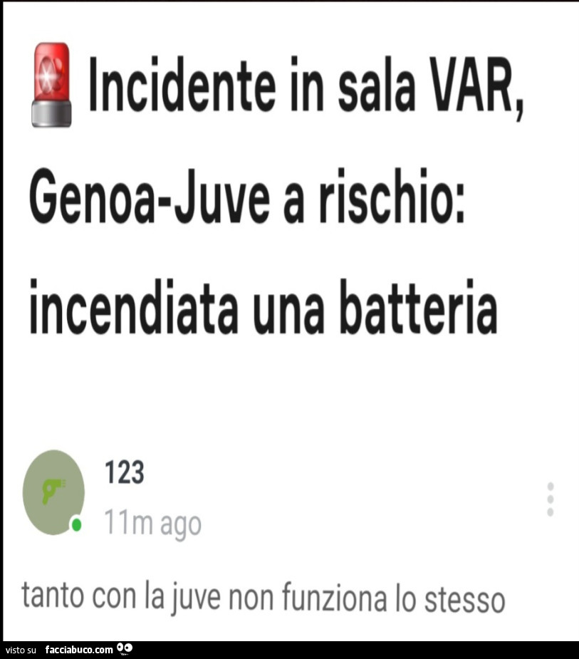 Incidente in sala var, genoa-juve a rischio: incendiata una batteria. Tanto con la juve non funziona lo stesso