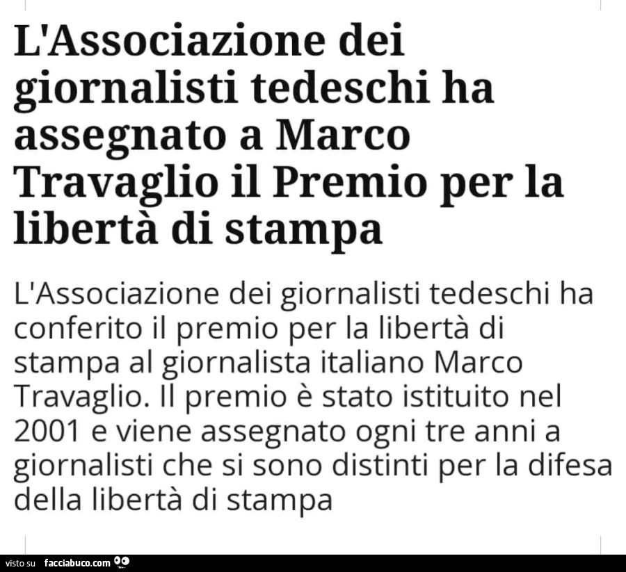 L'associazione dei giornalisti tedeschi ha assegnato a marco travaglio il premio per la libertà di stampa