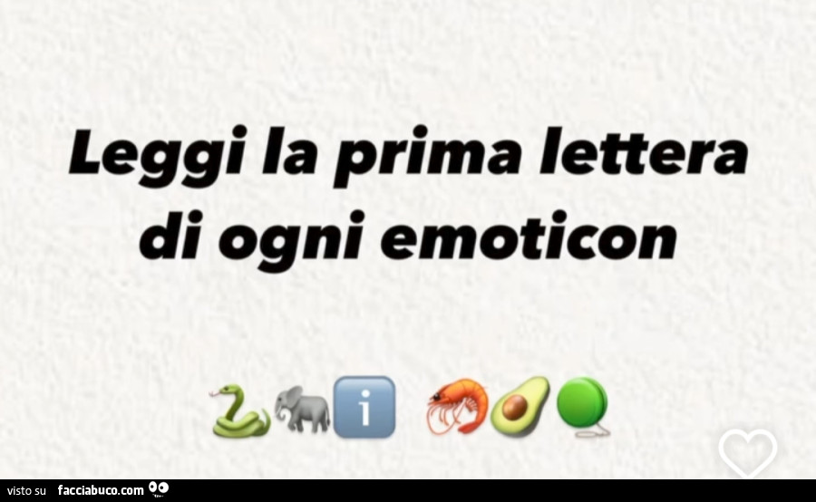 Leggi la prima lettera di ogni emoticon