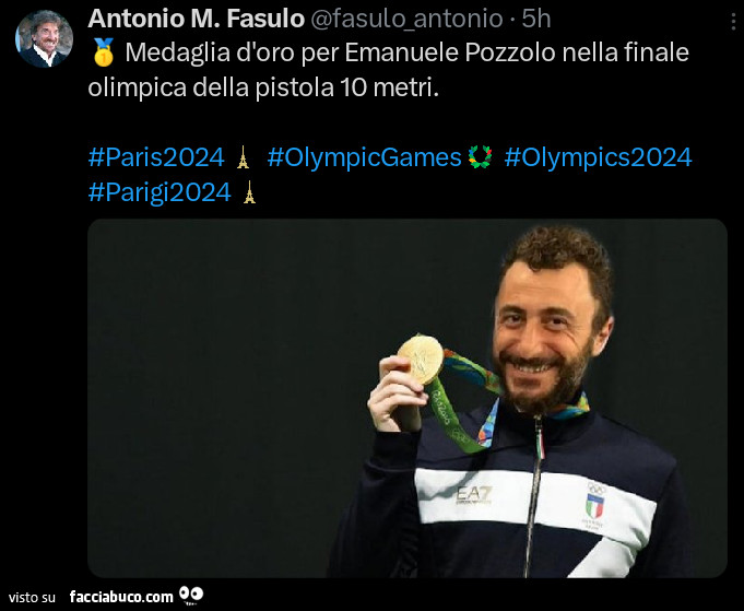 Medaglia d'oro per emanuele pozzolo nella finale olimpica della pistola 10 metri