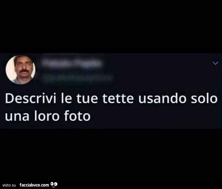 Descrivi le tue tette usando solo una loro foto