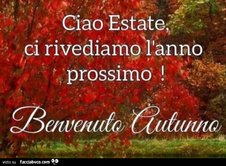 Ciao estate, ci rivediamo l'anno prossimo. Benvenuto autunno