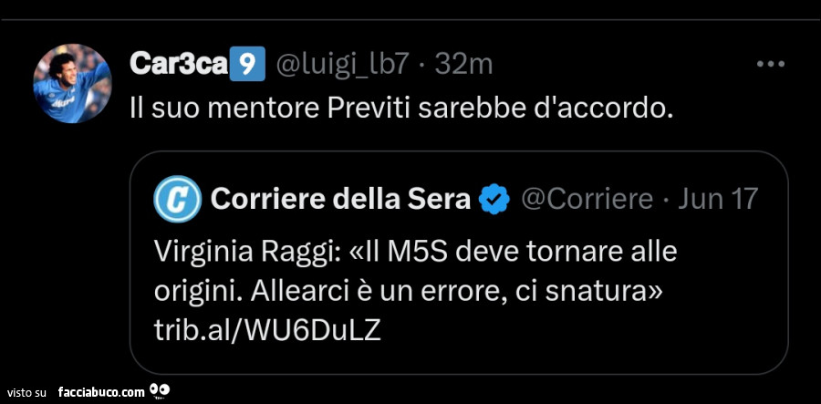 Il suo mentore previti sarebbe d'accordo. Virginia Raggi: il m5s deve tornare alle origini. Allearci è un errore, ci snatura