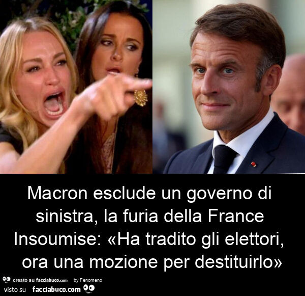 Macron esclude un governo di sinistra, la furia della france insoumise: «ha tradito gli elettori, ora una mozione per destituirlo»