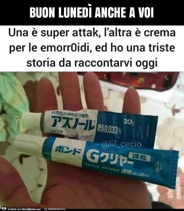 Buon lunedì anche a voi