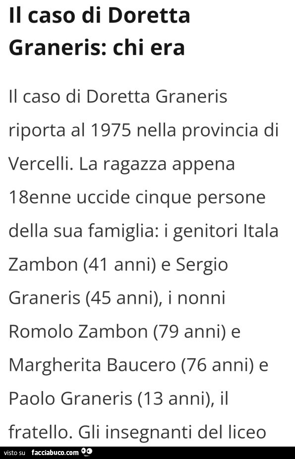 Il caso di doretta graneris: chi era
