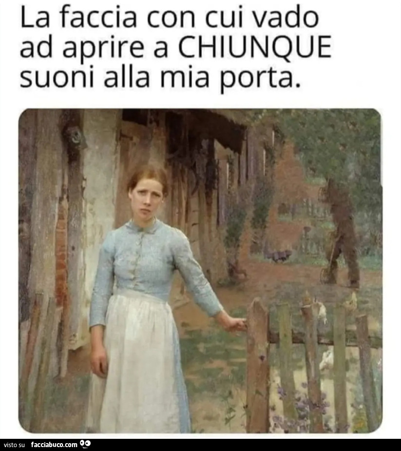 La faccia con cui vado ad aprire a chiunque suoni alla mia porta