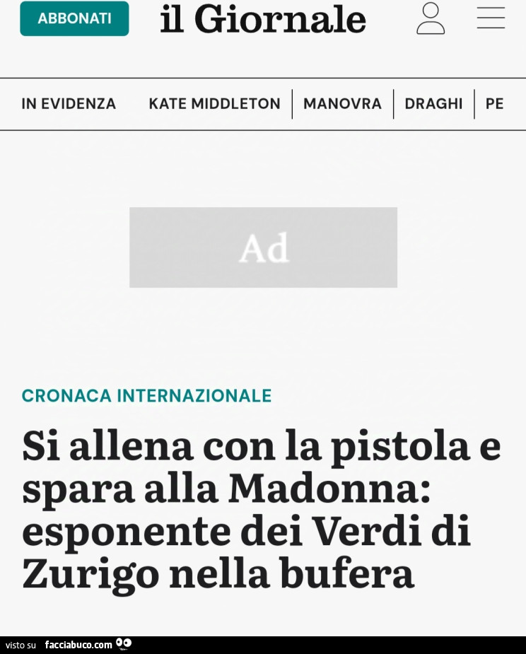 Si allena con la pistola e spara alla madonna: esponente dei verdi di zurigo nella bufera