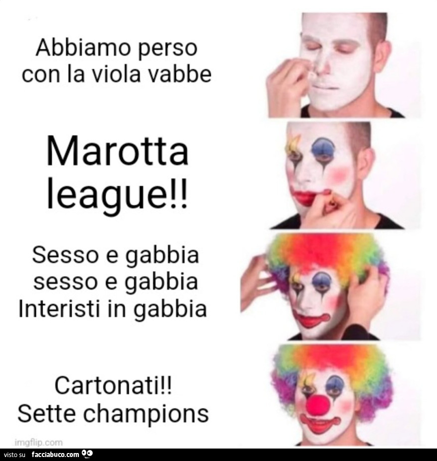 Abbiamo perso con la viola vabbe. Marotta league! Sesso e gabbia sesso e gabbia interisti in gabbia cartonati! Sette champions