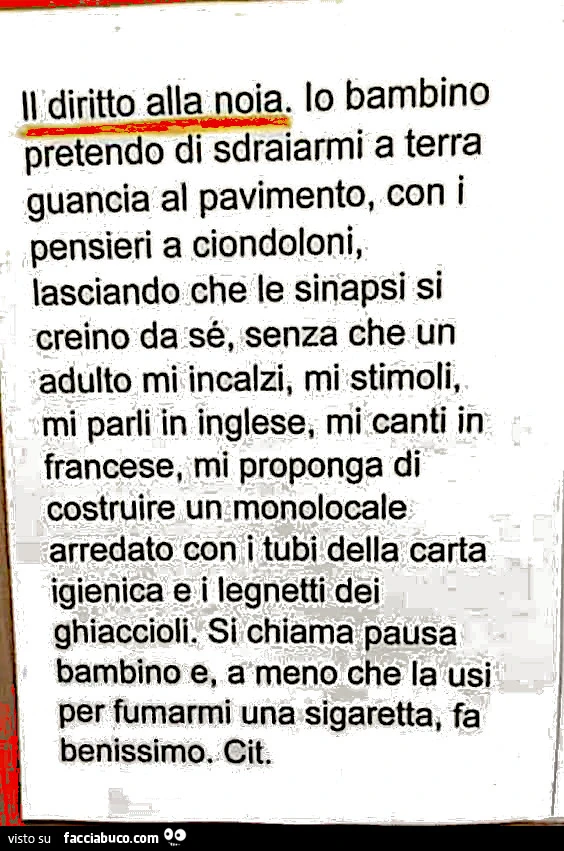 Pausa bambino. Il diritto alla noia