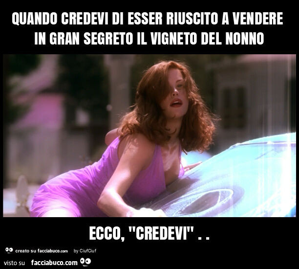 Quando credevi di esser riuscito a vendere in gran segreto il vigneto del nonno ecco, "credevi"