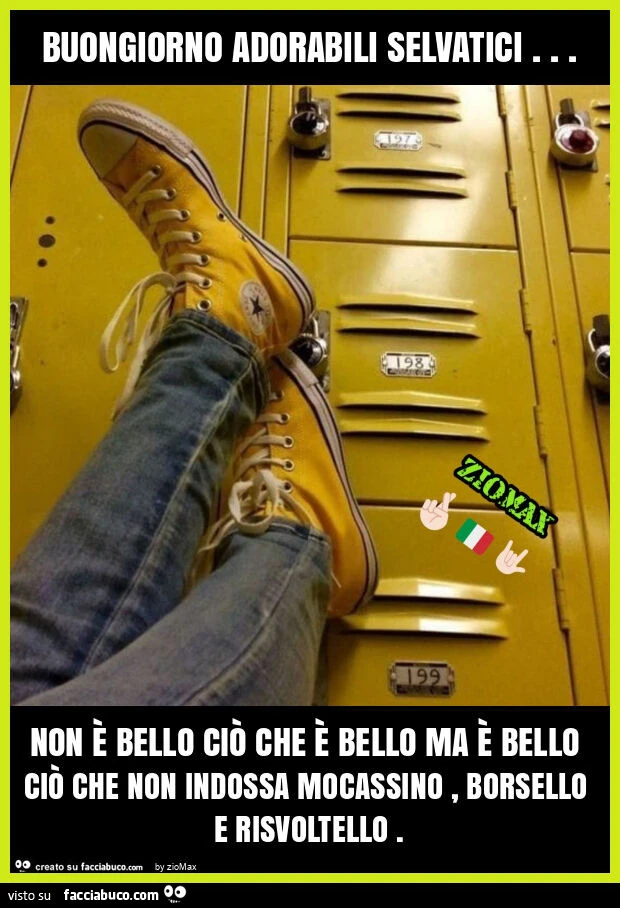 Buongiorno adorabili selvatici&hellip; non è bello ciò che è bello ma è bello ciò che non indossa mocassino, borsello e risvoltello