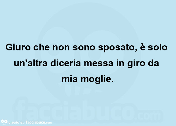 Giuro che non sono sposato, è solo un'altra diceria messa in giro da mia moglie