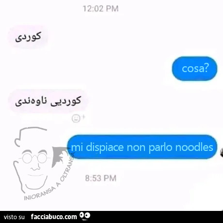 Cosa? Mi dispiace non parlo noodles