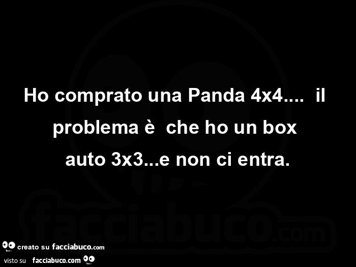Ho comprato una Panda 4x4… il problema è che ho un box auto 3x3… e non ci entra