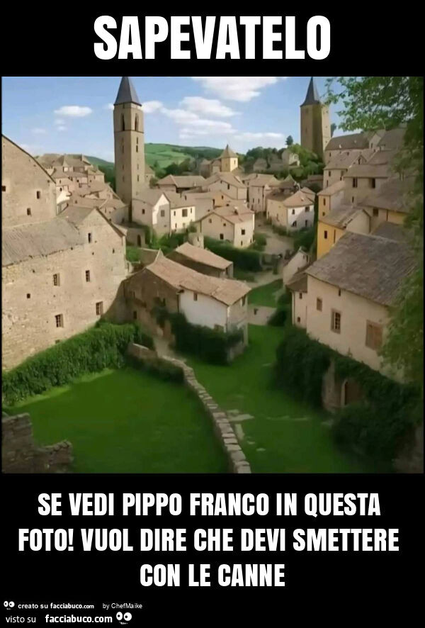 Sapevatelo se vedi pippo franco in questa foto! Vuol dire che devi smettere con le canne