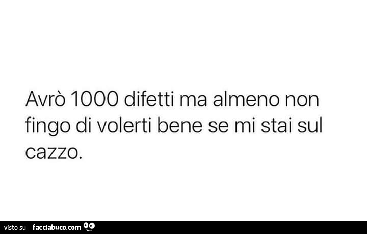 Avrò 1000 difetti ma almeno non fingo di volerti bene se mi stai sul cazzo