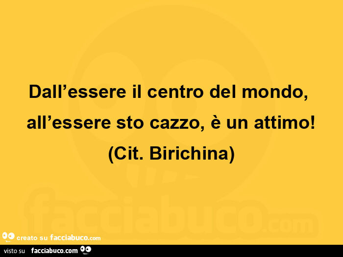 Dall'essere il centro del mondo, all'essere sto cazzo, è un attimo! (Cit. Birichina)