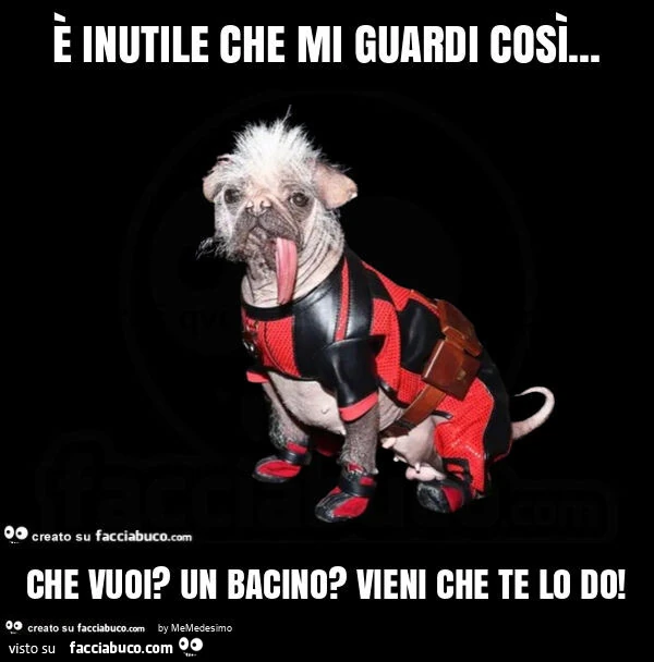 ร inutile che mi guardi cosรฌ… che vuoi? Un bacino? Vieni che te lo do