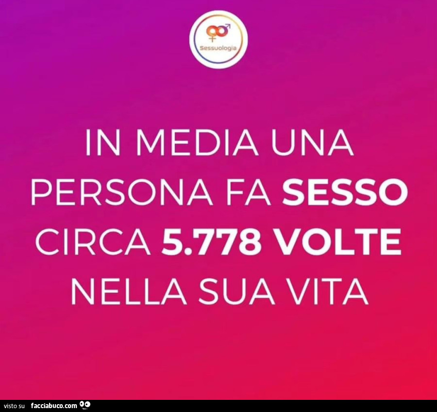 In media una persona fa sesso circa 5.778 volte nella sua vita