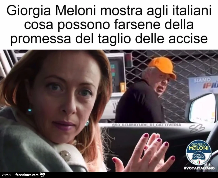 Giorgia Meloni mostra agli italiani cosa possono farsene della promessa del taglio delle accise