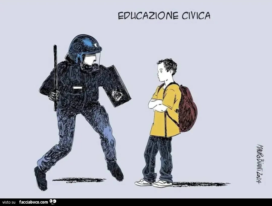 Educazione civica. Poliziotto col manganello