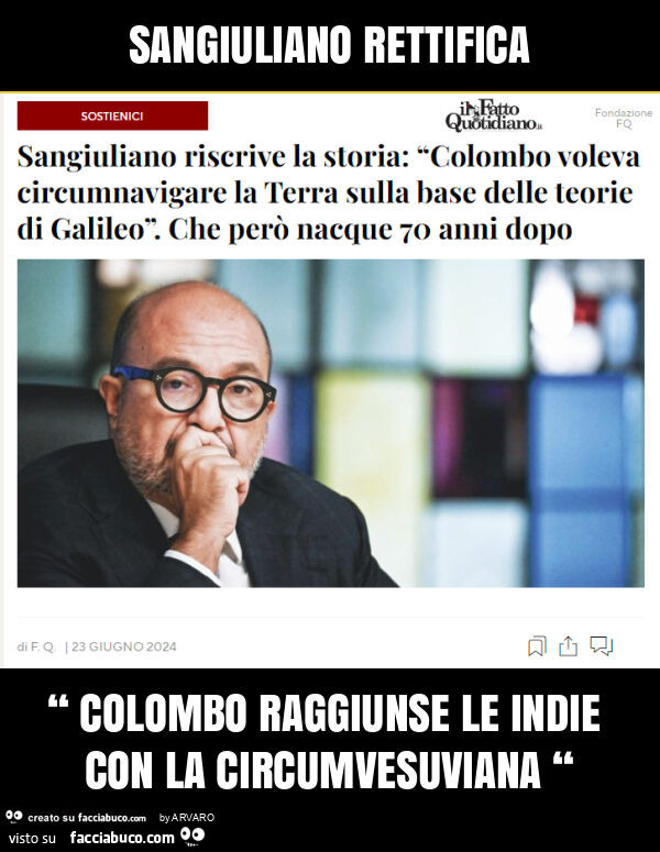 Sangiuliano rettifica “ colombo raggiunse le indie con la circumvesuviana “