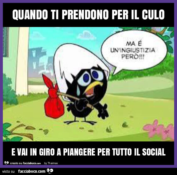 Quando ti prendono per il culo e vai in giro a piangere per tutto il social