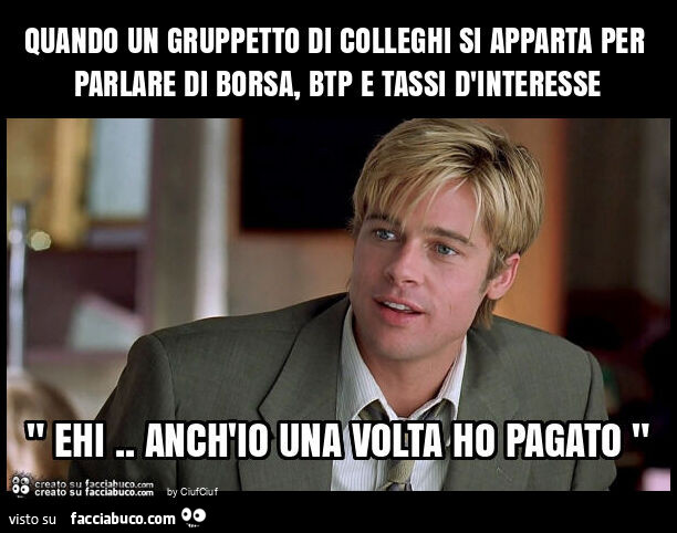 Quando un gruppetto di colleghi si apparta per parlare di borsa, btp e tassi d'interesse