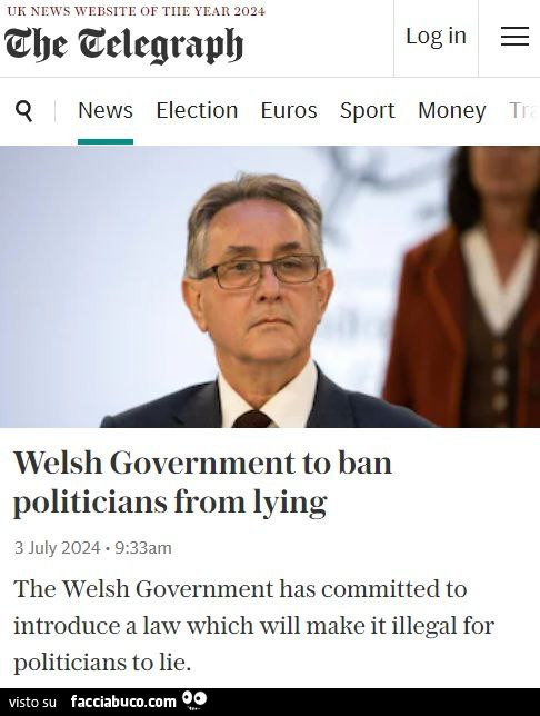 Galles vieta ai politico di mentire