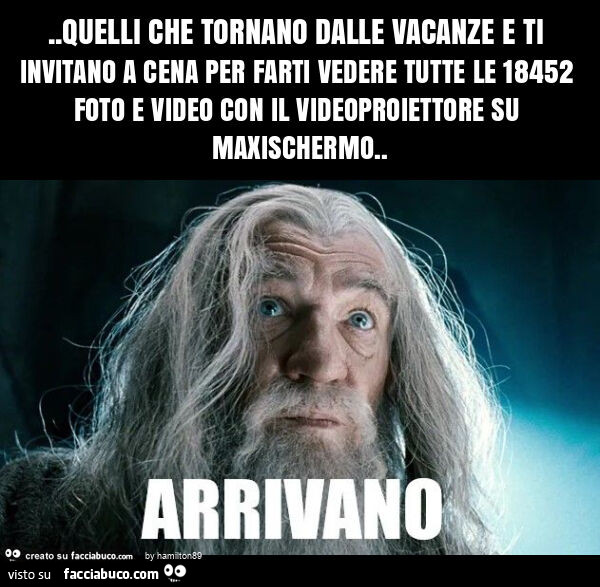 Quelli che tornano dalle vacanze e ti invitano a cena per farti vedere tutte le 18452 foto e video con il videoproiettore su maxischermo