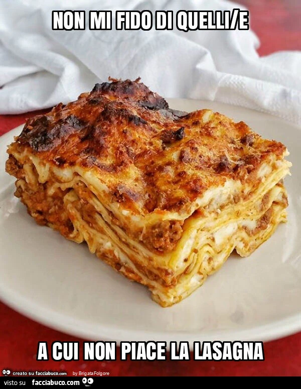 Non mi fido di quelli/e a cui non piace la lasagna