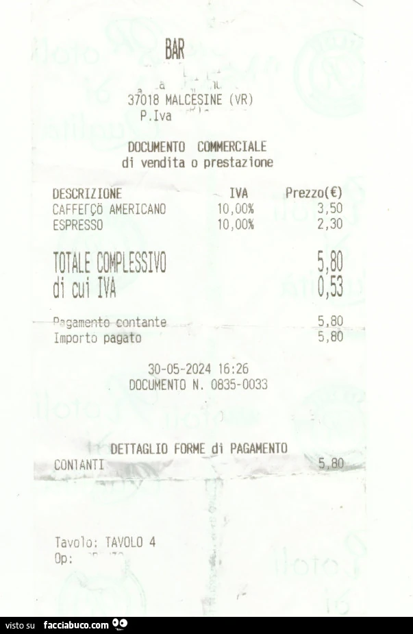 Caffè americano e caffè espresso 5,80€