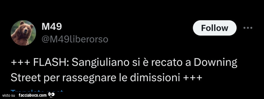 Flash: sangiuliano si è recato a downing street per rassegnare le dimissioni