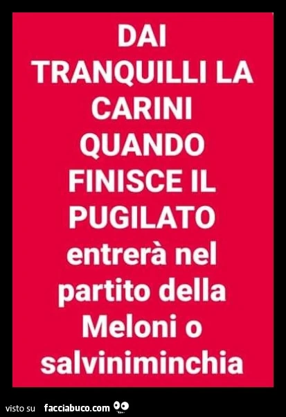 Dai tranquilli la carini quando finisce il pugilato entrerà nel partito della meloni o salviniminchia
