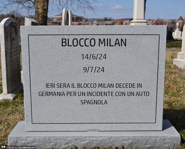 Blocco milan. Ieri sera il blocco milan decede in germania per un incidente con un auto spagnola