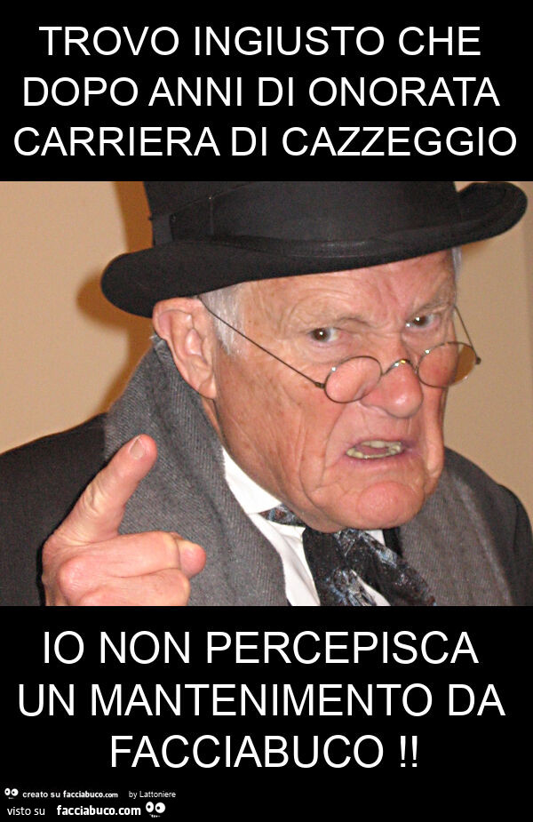 Trovo ingiusto che dopo anni di onorata carriera di cazzeggio io non percepisca un mantenimento da facciabuco